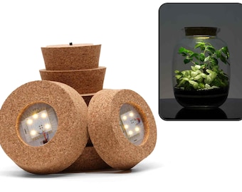 Terrarium Cork with Light - Various Sizes | Cork Lid Stopper Large Size Corks Cork Bung Cork Plug for Glass Vases Jars Terrarium Light