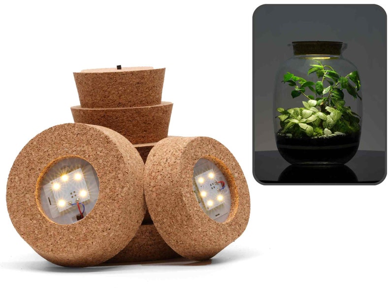 Terrarium Cork with Light Various Sizes Cork Lid Stopper Large Size Corks Cork Bung Cork Plug for Glass Vases Jars Terrarium Light Bild 1