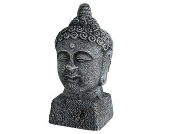 Buddha Head | Terrarium & Aquarium Decor | Grey Buddha Statue | Ornament | Terrarium Figurine | Aquarium Terrarium Accessory