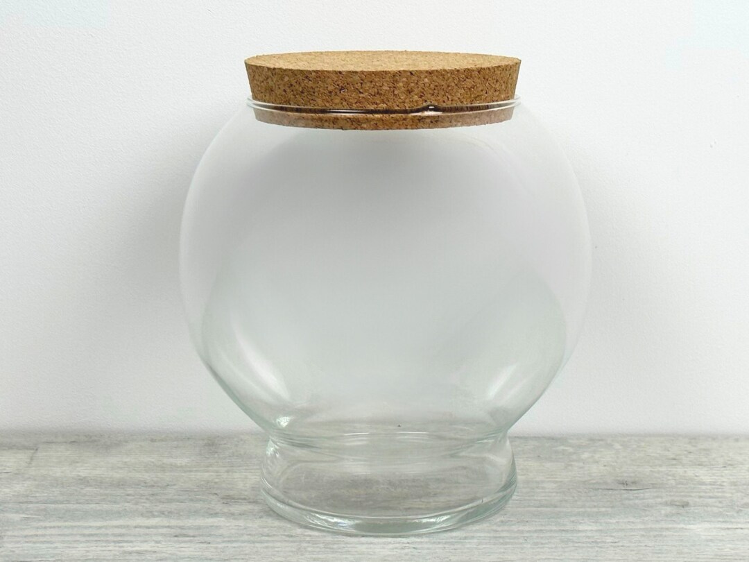 Round Terrarium Glass Container With Cork Lid H 23 Cm Etsy UK