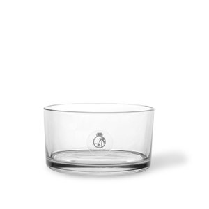 May include: A clear glass tumbler with a logo that says "Tropical Glass" and a palm tree design.