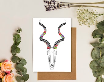 Kudu Skull Greeting Card | African Animal Card | Greetingcard Set