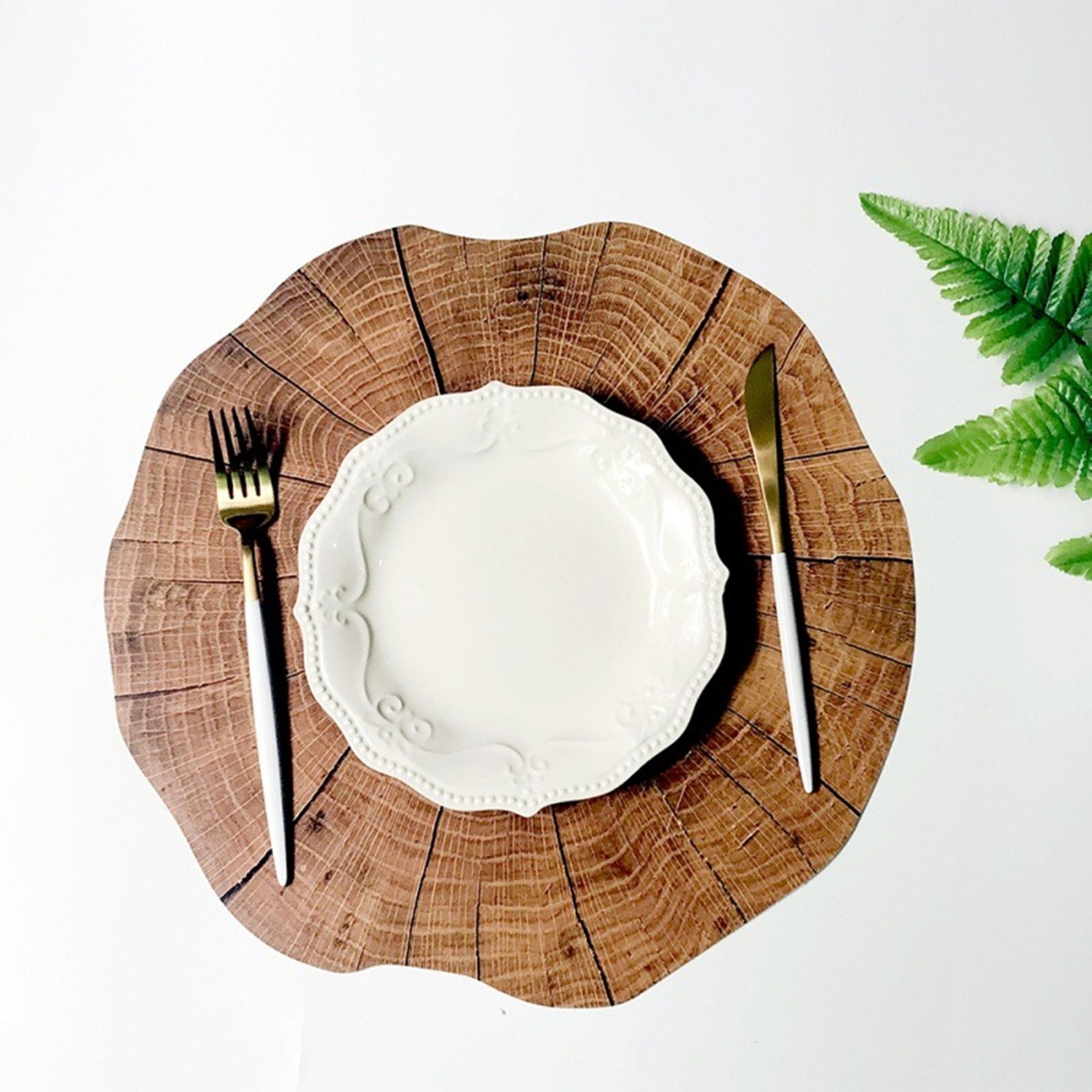 Round Wood Placemat Natural Logs Table Pad Insulation Placemat Etsy