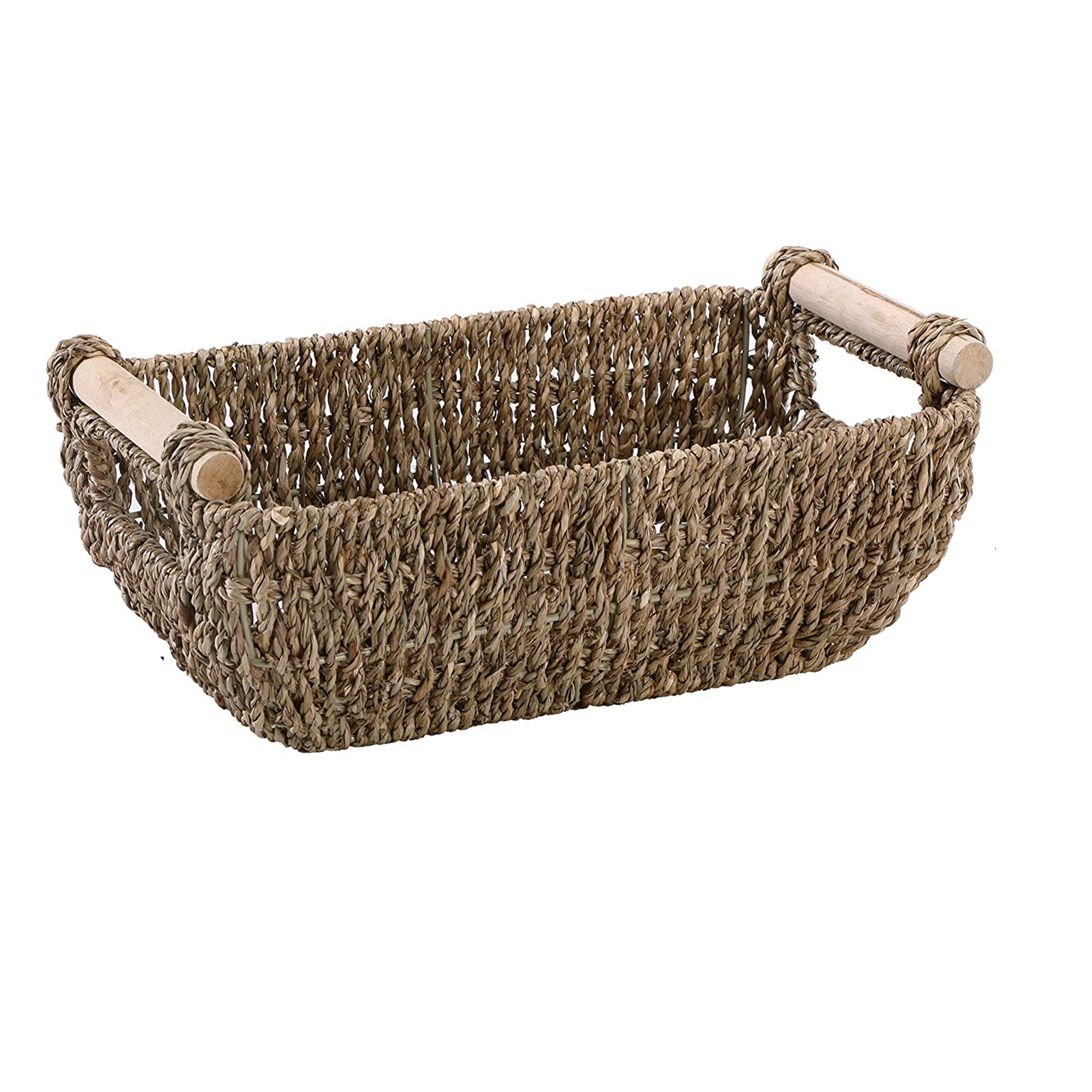 Best price Woven Seagrass Basket with Wooden Handles Small Etsy