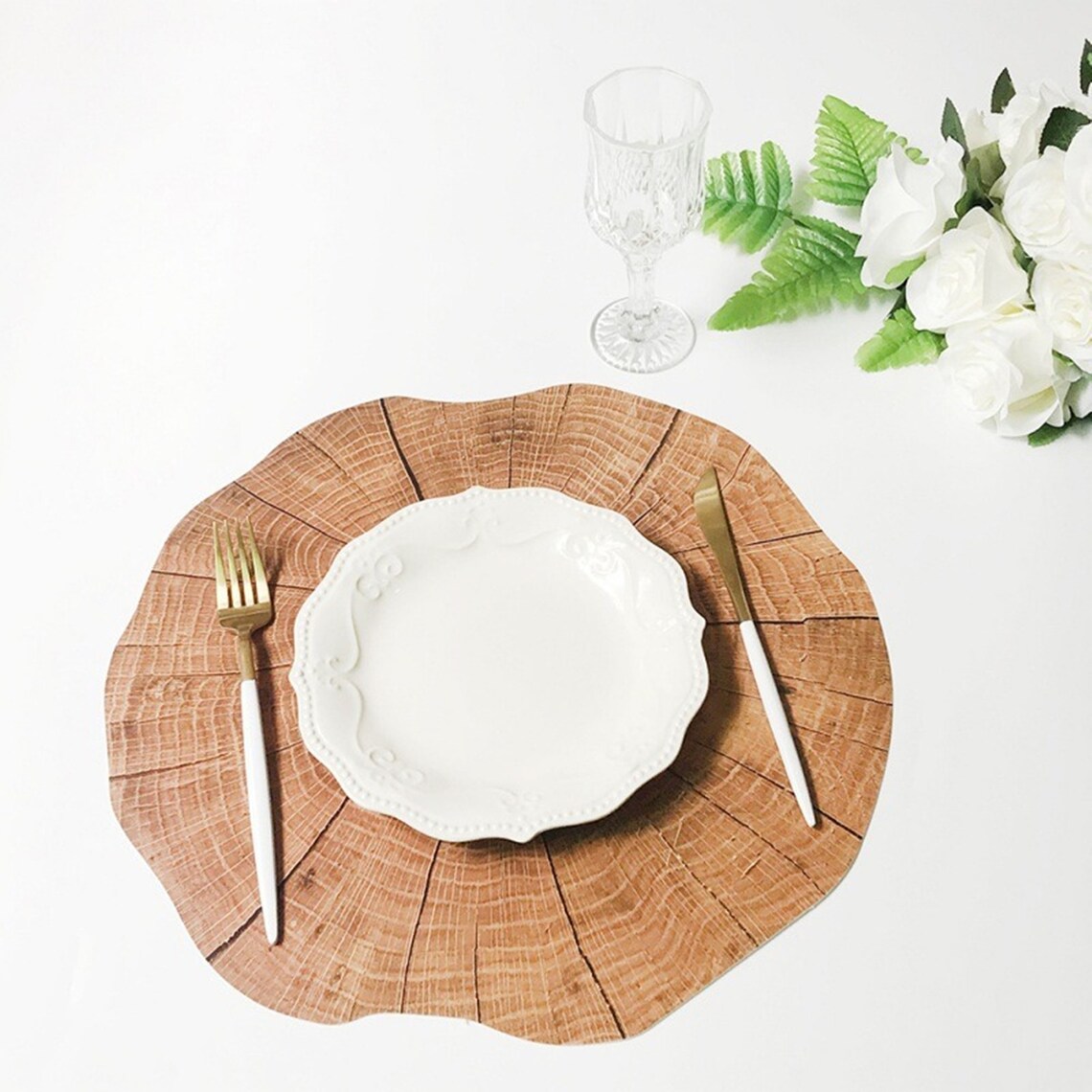 Round Wood Placemat Natural Logs Table Pad Insulation Placemat Etsy