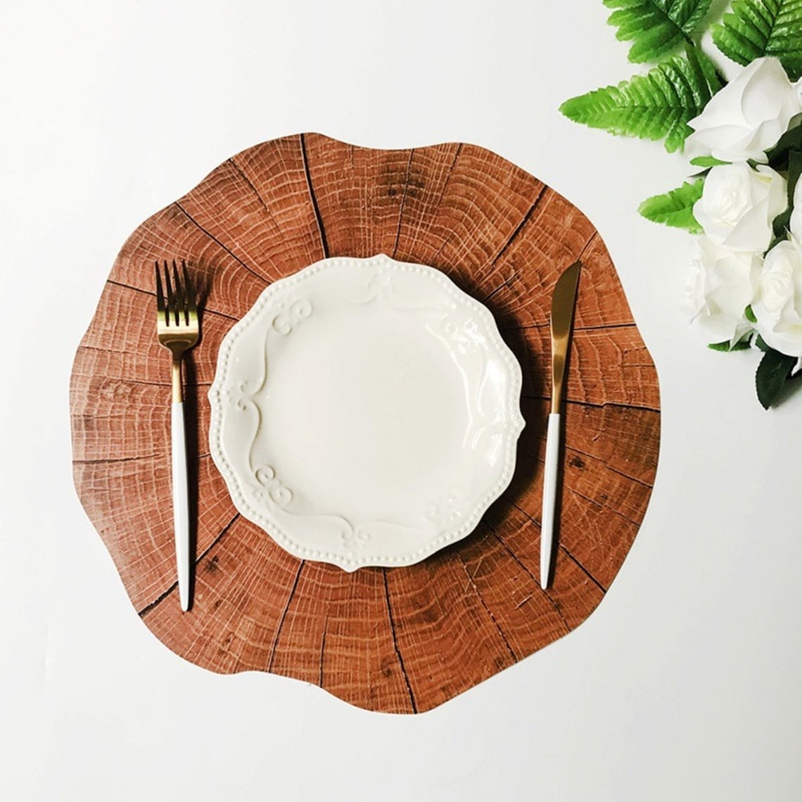 Round Wood Placemat Natural Logs Table Pad Insulation Placemat Etsy