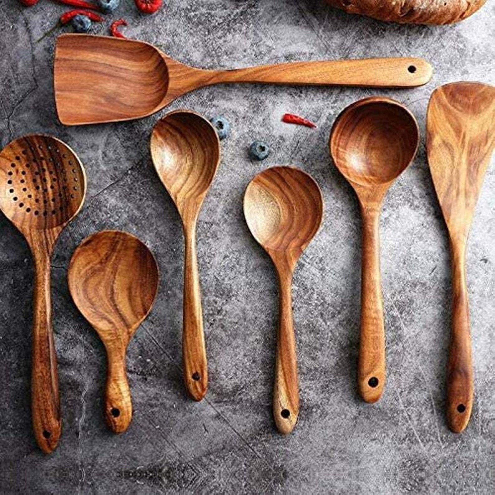 Best seller Wooden Kitchen Utensils Wood Cooking Spoons Etsy