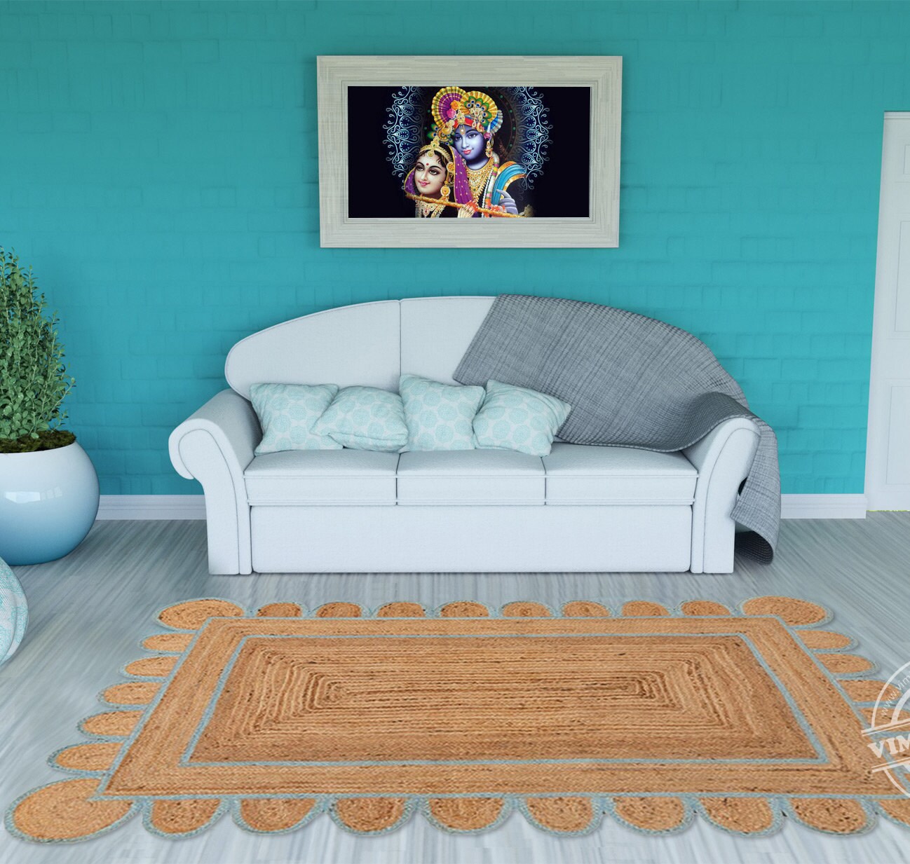 Scalloped Jute Rug Indian Braided Rug Handmade Jute Rug Eco Etsy