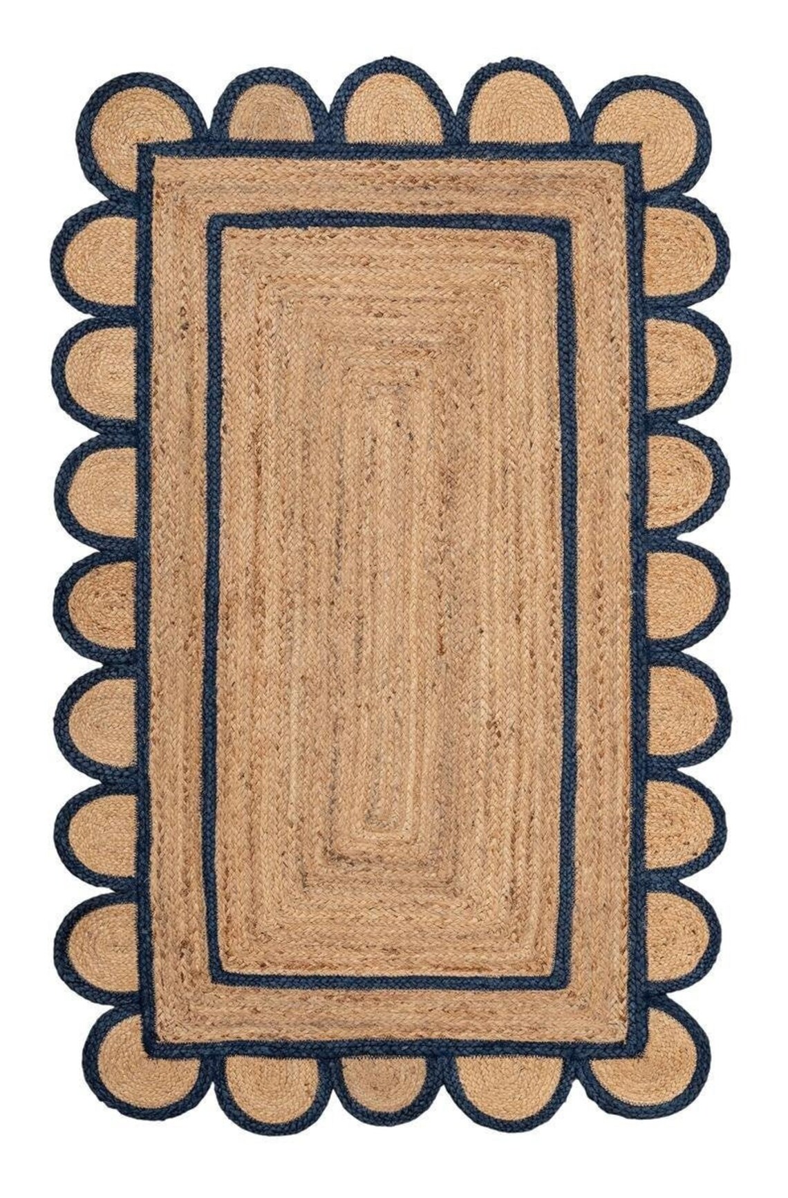 Braided Scalloped Jute Rug Scallop Rug Handwoven Jute Rug Etsy