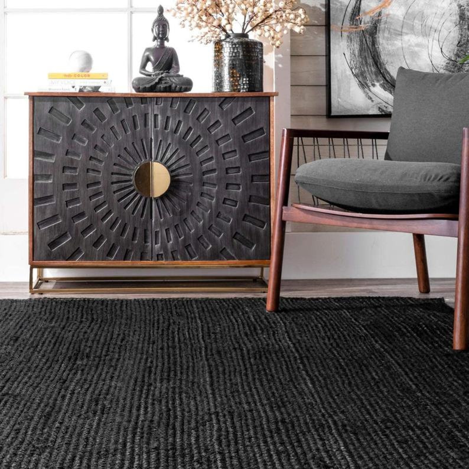 Braided Jute Rugs for Living Room Black Color Pure Jute Etsy