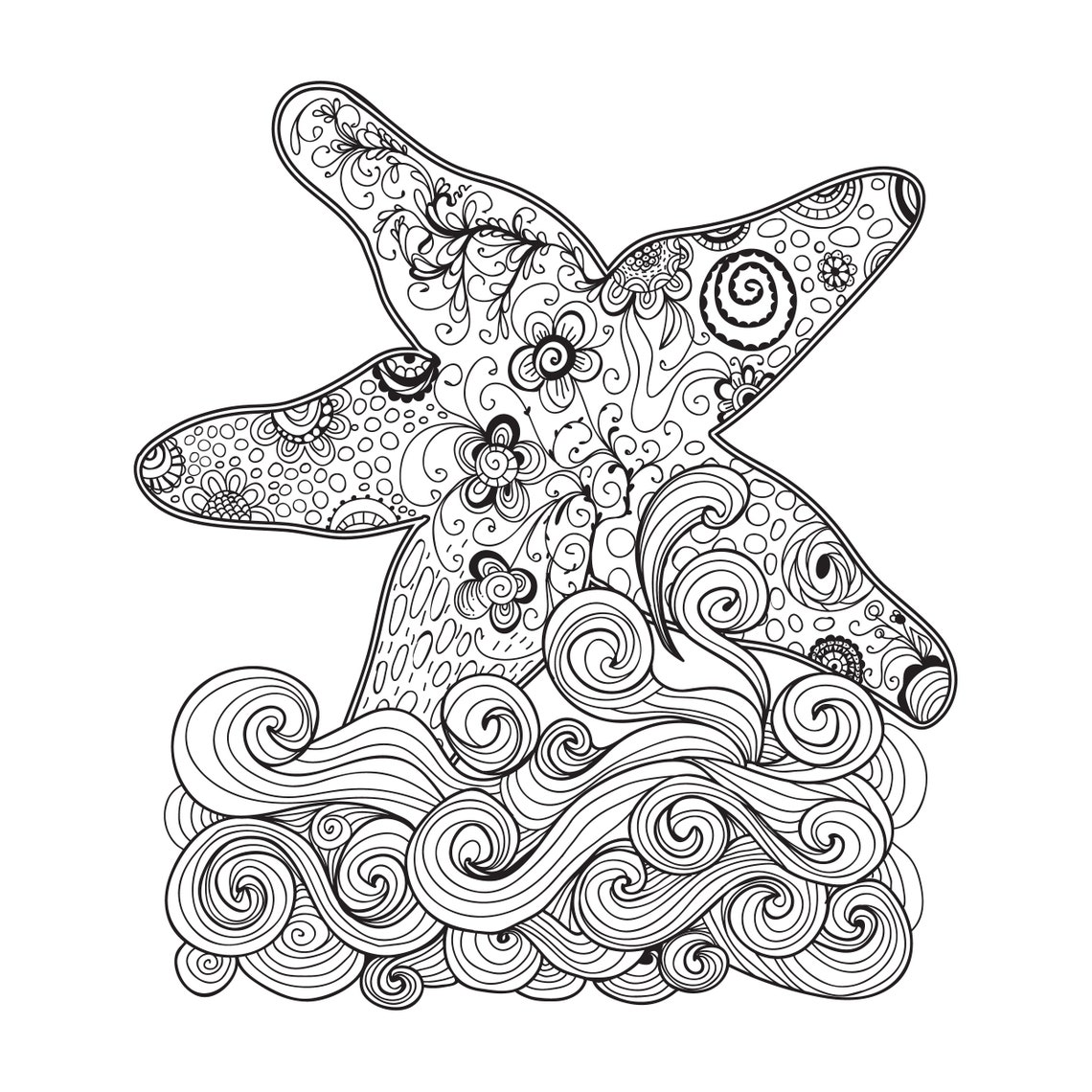 Coloring book for adults. Digital coloring set.