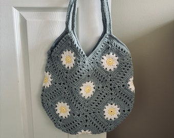 Crochet Cotton Daisy Market Bag