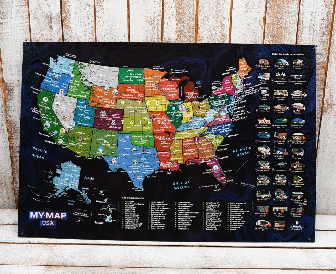 Detailed USA Scratch off Map Colorful United States Scratch Etsy