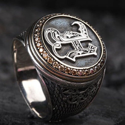 Personalized Mens Silver Ring Mens Initial Silver Etsy