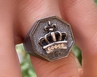 Crown Ring Men, Royal King Crown Ring, Mens Crown Signet Ring, Men Statement Ring, Crown Of A King Ring, Boyfriend Gift For Husband