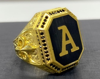 Personalized 14K Gold Filled Signet Ring, Monogram Engraved Ring