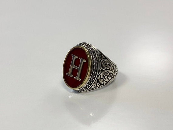 Men Silver Initial Signet Ring, Gold Initial Ring, Initial Signet Ring, Initial Ring, Letter Signet Ring, Letter Rings, Letter Rings Gold