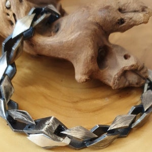 Mens Engraved Sterling Silver Heavy Chain Bracelet, 925 Silver Handmade Bracelet, Jewelry Gift for Men, Fathers Day Gift for Husband Dad Him