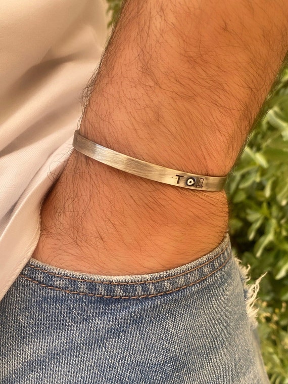 Amazon.com: Personalized Cuff Bracelet, Gift For Her, Custom Jewelry,  Stacking Bangle Cuff, Birthday Gift, Inspirational Bracelet (Color: black, Engrave  inside, outside or both sides?: both sides engraved) : Handmade Products