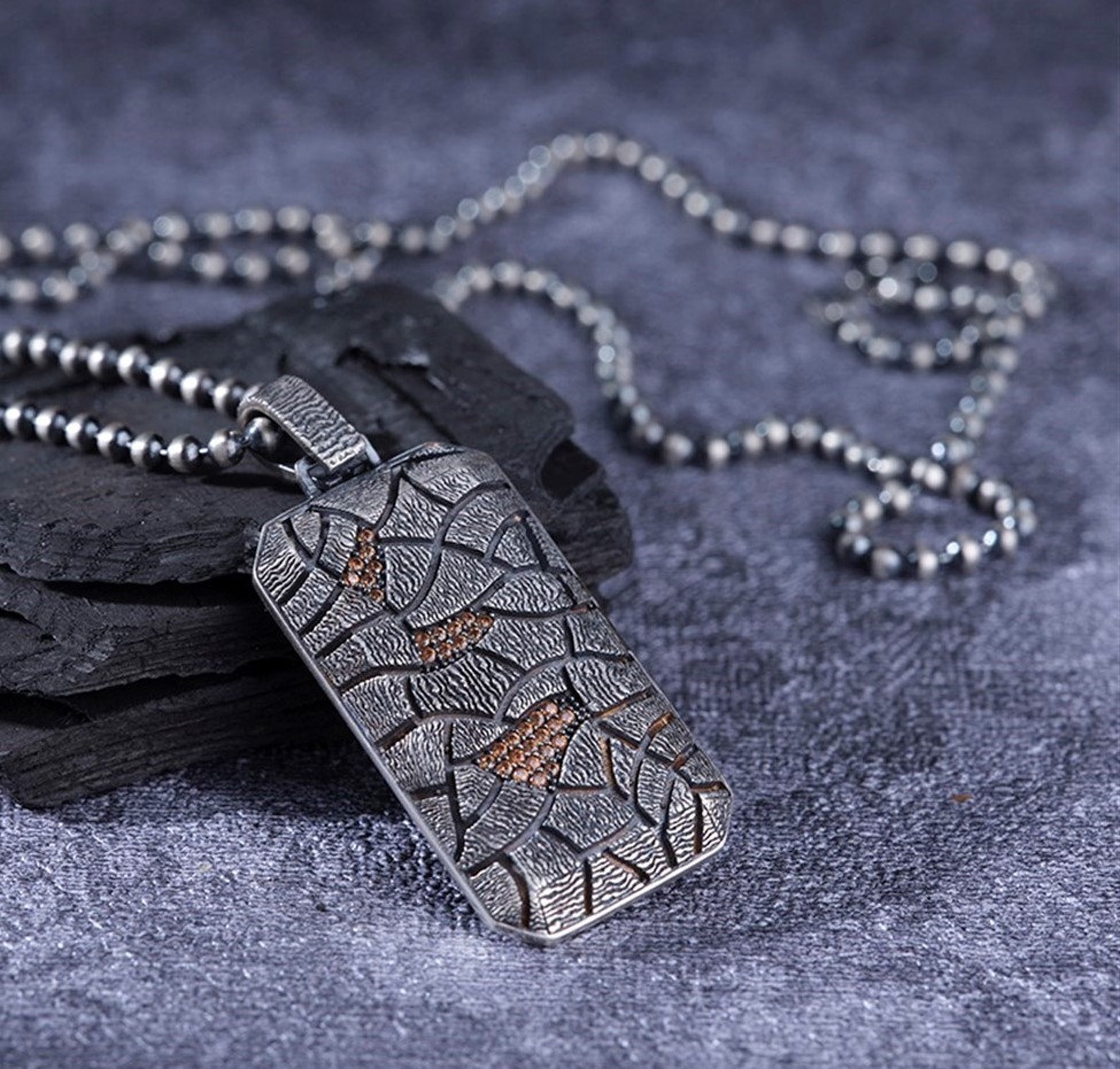 Mens Dog Tag Necklace Custom Dog Tag Necklace CZ Silver Etsy