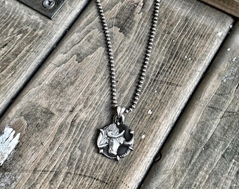 Oxidized Sterling Silver Taurus Necklace, Bull Zodiac Amulet