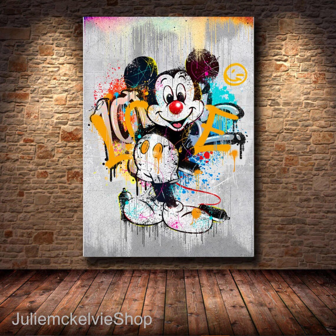 Love Mickey Mouse Pop Art Graffiti Canvas Wall Art Disney | Etsy