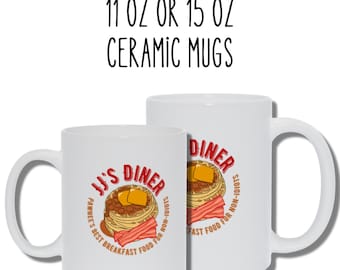 JJ's Diner Logo Mug Parks & Recreation Fanart Ceramic Coffee