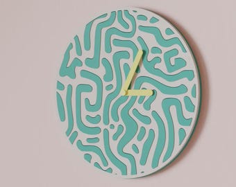 Abstract Wall Clock – Two-Tone Modern Clock, Minimalist Home Decor, Gift for Living Room