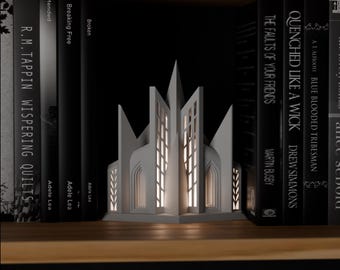 3D-Printed Cathedral Book Nook Lamp - LED Lit Shelf Insert for Cozy Spaces