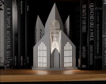 3D‑Printed Cathedral Book Nook Lamp – 38 mm Tealight Shelf Insert