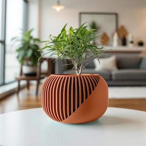 Le Narvo | Jardinière d'intérieur moderne nervurée imprimée en 3D | Tailles de 2, 3, 4 pouces