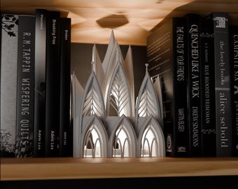 3D‑Printed Cathedral Book Nook Lamp – 38 mm Tealight Shelf Insert