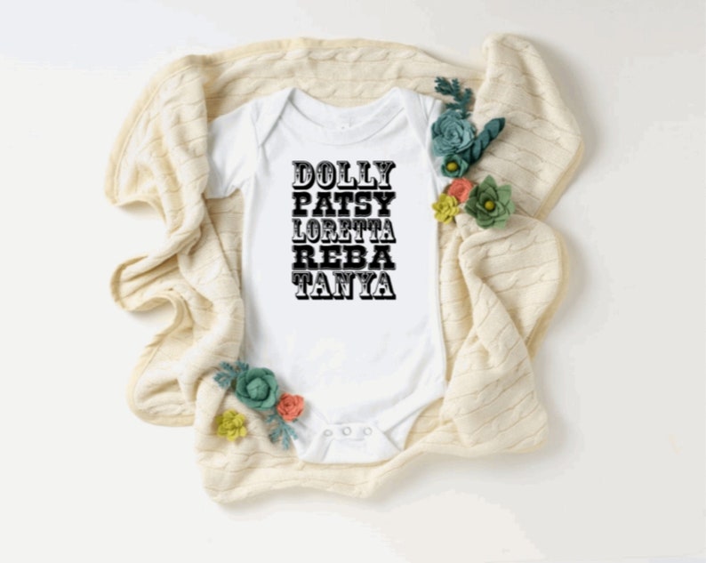 Baby Shower Gift Dolly Patsy Loretta Reba Tanya Onesie Country Music Bodysuit Baby Birthday Gift Unisex Kids Clothing