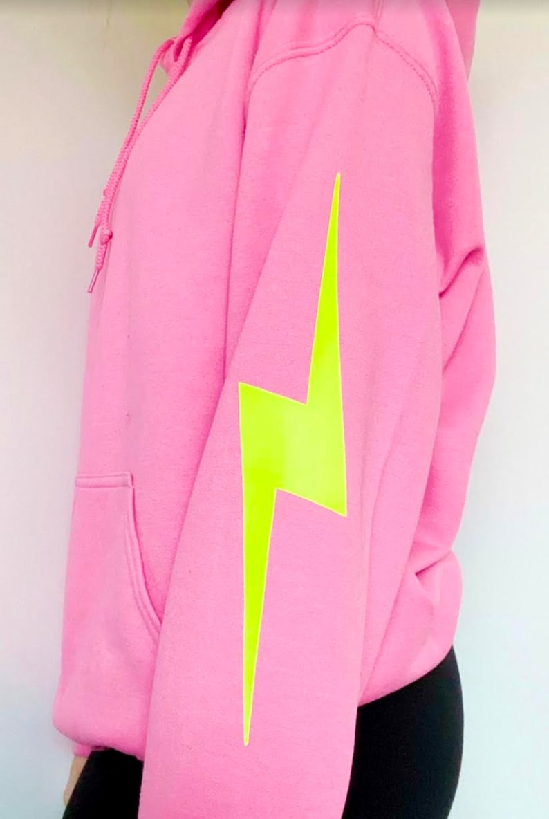 Lightning Bolt Hoodie Trendy Sweatshirt Pink Hoodie Neon Etsy