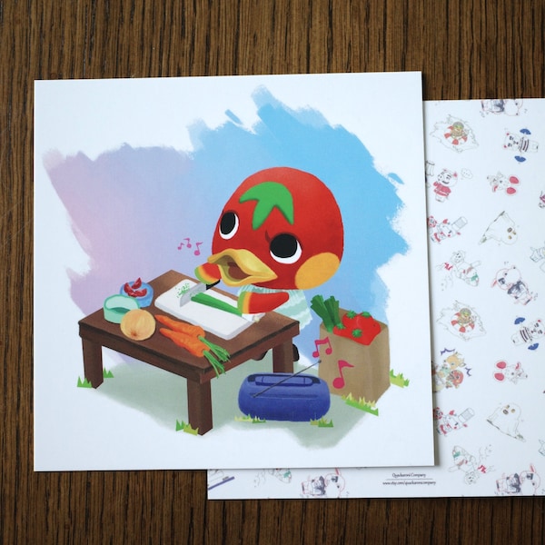 Ketchup sings and chops | Mini Art Prints | Square Postcard | ACNH ACNL fanart