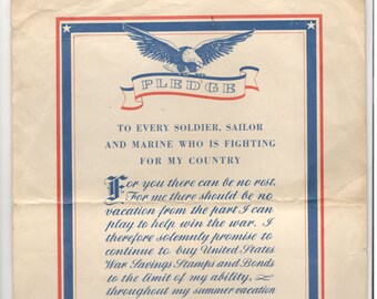 World War II United States War Savings Stamps and Bonds Pledge
