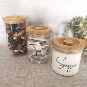 Glass Tea Coffee Sugar Wooden Lid Jars| Hot Chocolate Gravy Pasta  | Pantry Jars | Kitchen Accessories