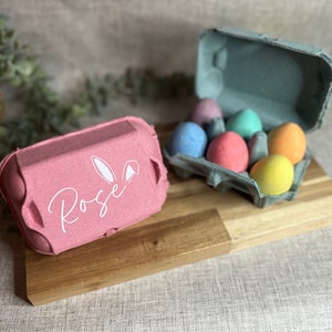 Personalised Coloured Egg Box with Chalk Eggs |Easter Egg Box | Easter Bunny Gift | Pink, Green, Blue, Yellow | Pavement Chalk eggs
