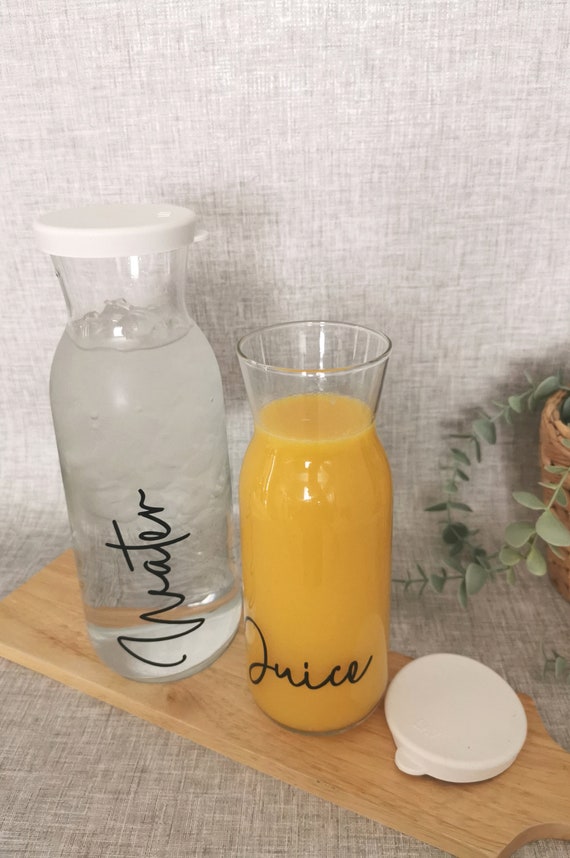 Customised Glass Carafe 1.2L 700ml Glass Fridge Bottles Personalised Carafe  Silicone Lid Juice Milk Water Kitchen Organisation 