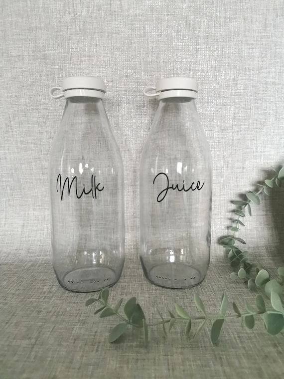 Retro Milk Bottles Juice Glass Fridge Bottles Personalised Bottle Silicone  Lid Pantry Bottle Washing Liquid Kitchen Organisation 