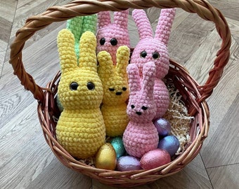 No-sew Peep Bunny crochet pattern 2 sizes Small and Big, Beginner-friendly, Last Minute gift Idea, PDF, English