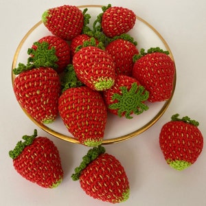 Crochet strawberry pattern easy |  12 in 1 realistic strawberry amigurumi pattern | Crochet food | Printable PDF English