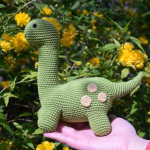 Crochet dinosaur pattern no sew | Amigurumi dinosaur (brontosaurus) toy pattern Printable PDF English