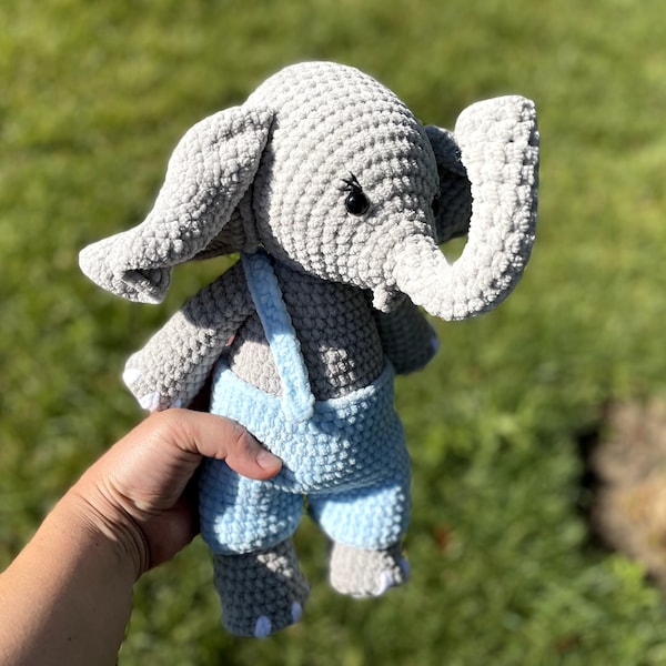 Crochet Pattern Elephant in Blue Pants - Adorable Amigurumi PDF Download