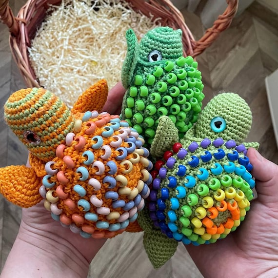 Crochet Fidget Turtle Pattern: Interactive Sensory Toy with Retractable Head PDF Pattern English