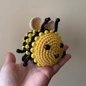 Crochet sensory bee toy with spinning beads for autism and ADHD
