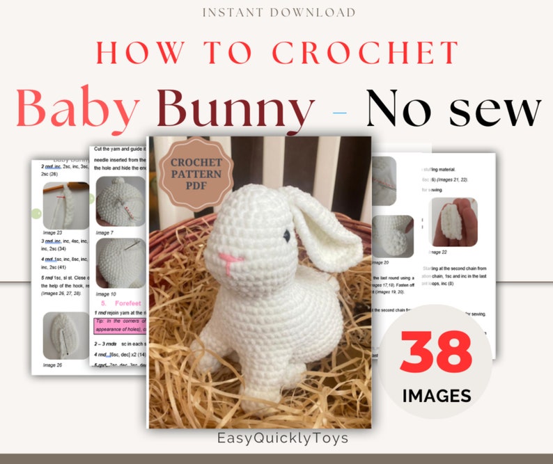 Big and Small Bunny Crochet Pattern Easter Décor Crochet PDF English - Etsy