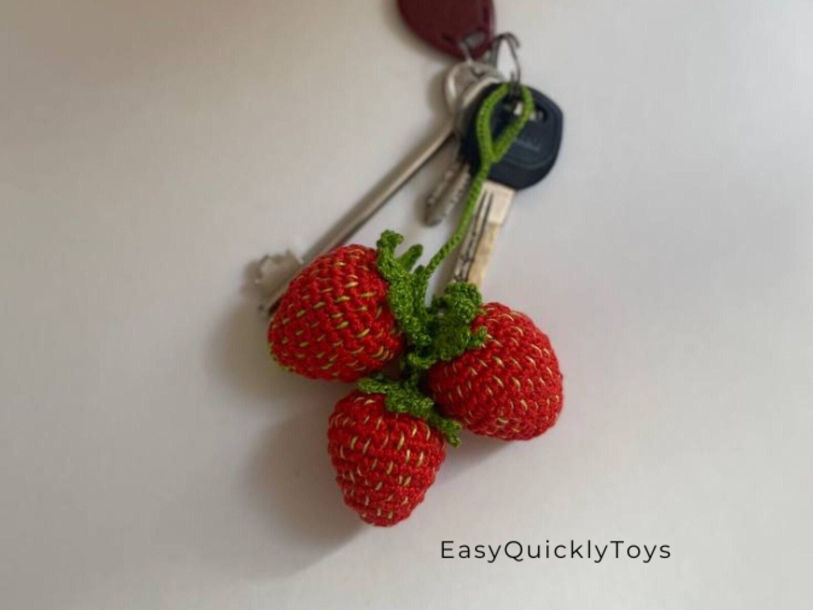 Crochet Strawberry Keychain Pattern Easy Strawberry Etsy