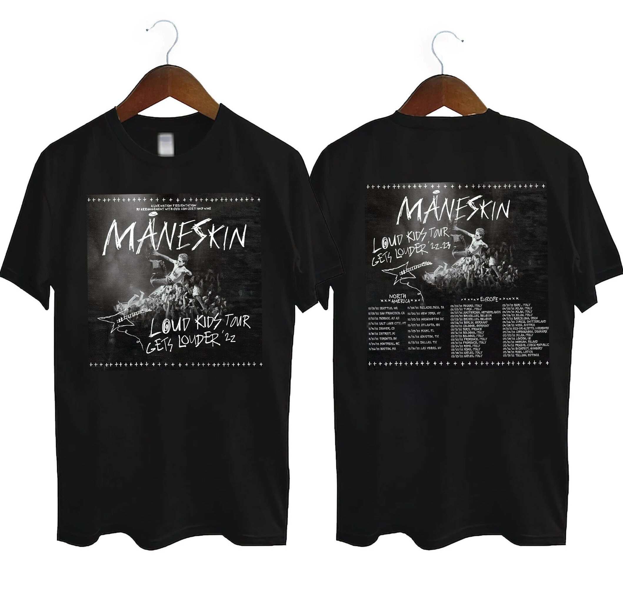 Discover Maneskin Louds Kids Gets Louder Tour 2022-2023 Double Sided Shirt