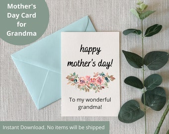 Feliz Día de la Madre Abuela / Tarjeta Simple / Imprimible